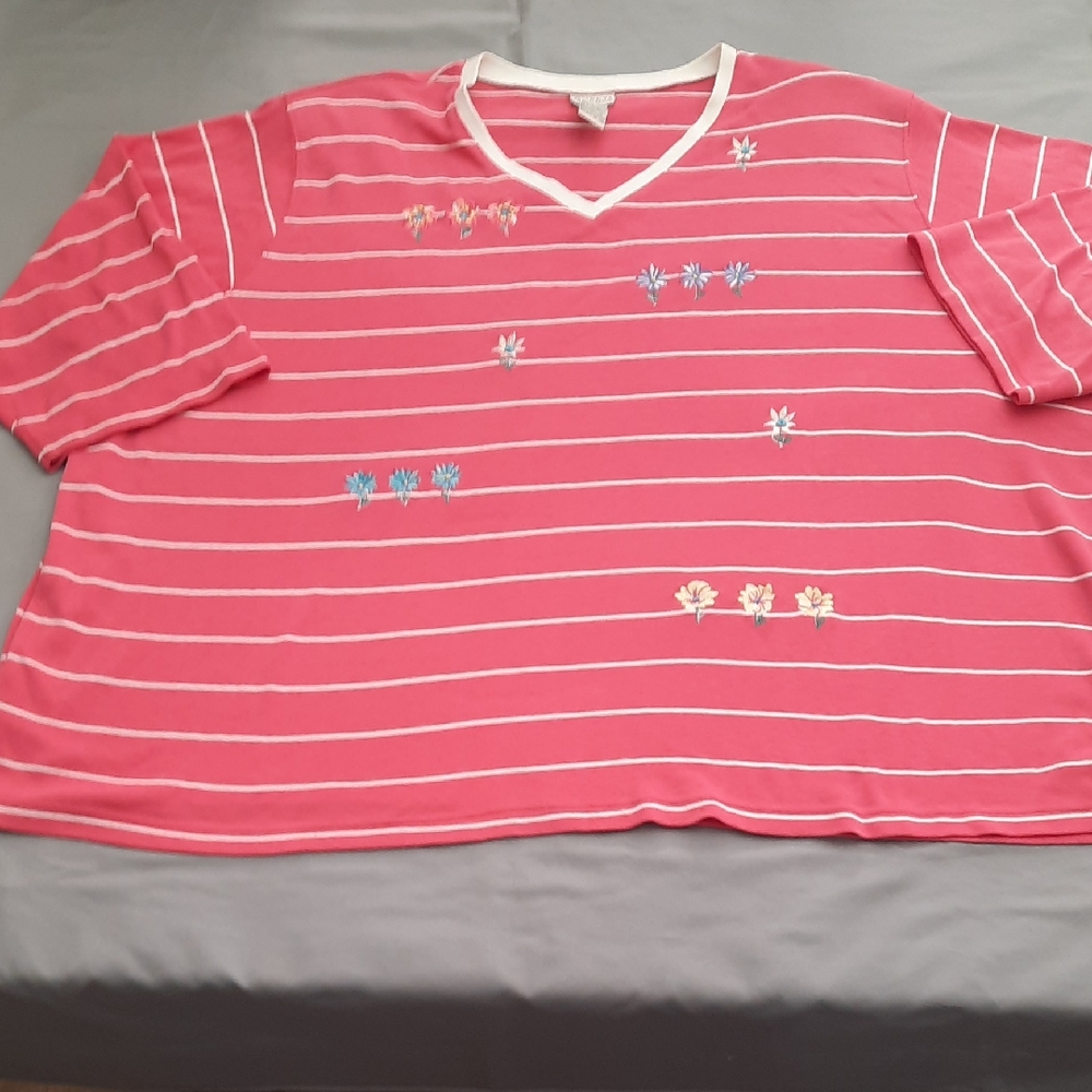 Koret - Pink and White Striped Top - Size 4X